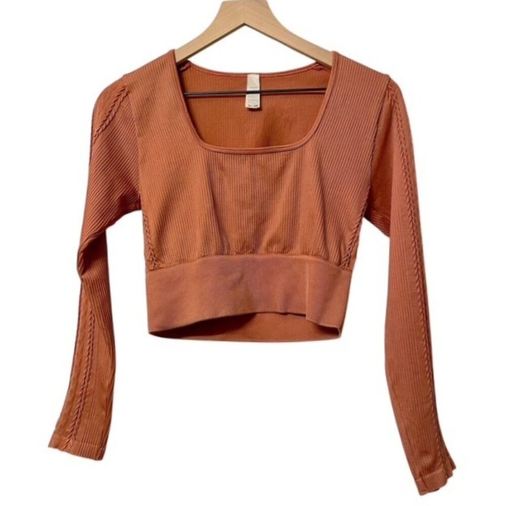 Aerie Offline Seamless Long Sleeve Crop Top Shirt Size Large